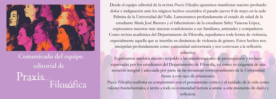 Comunicado del equipo editorial de Praxis Filosófica